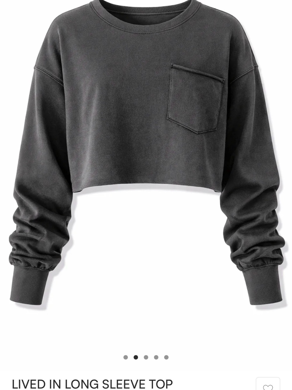 Lived In Long Sleeve Crop Top - Charcoal